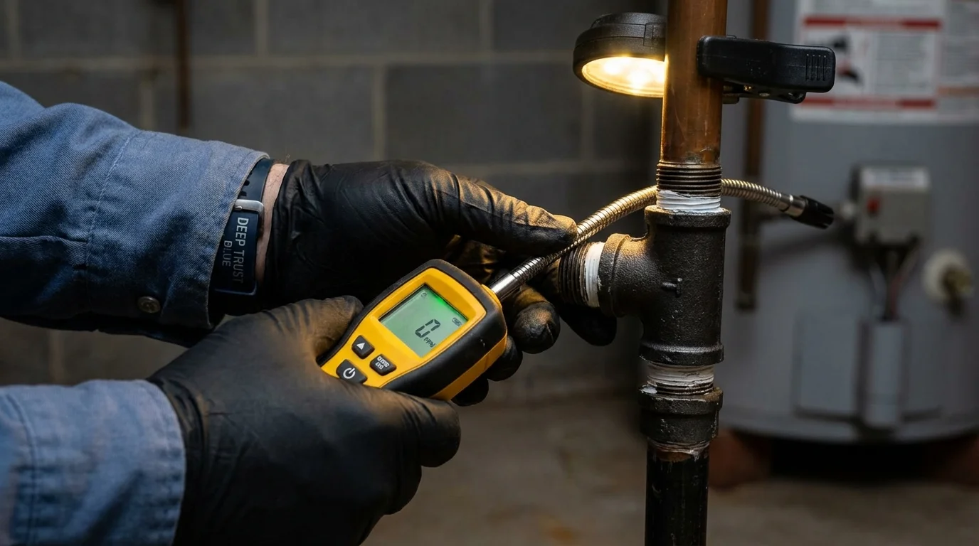 Gas leak detection with electronic sniffer by Johns Plumbing LLC in East Syracuse
