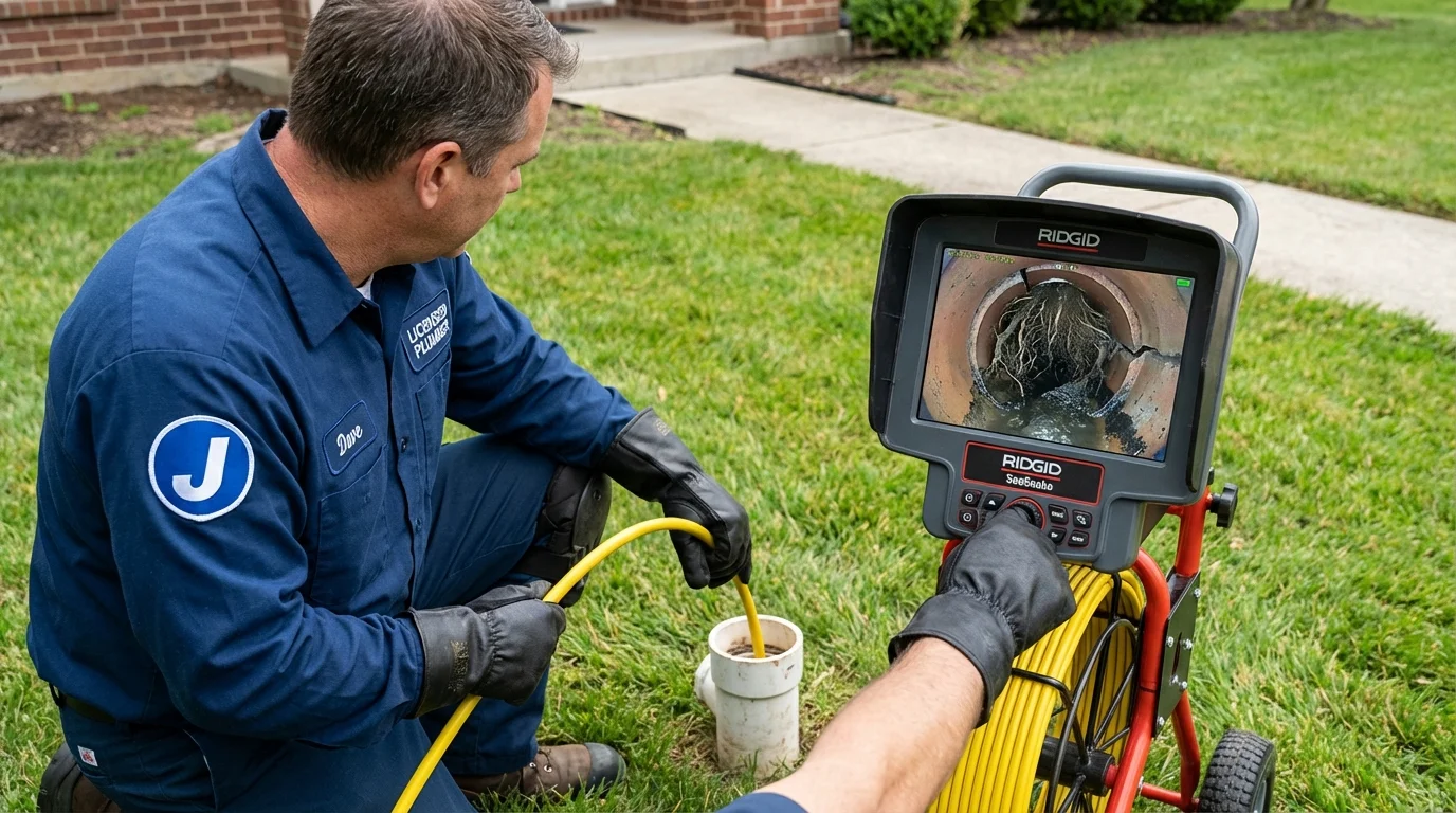 Sewer camera inspection being performed by Johns Plumbing LLC in East Syracuse